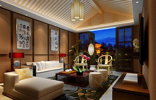 中式設(shè)計豪宅家庭裝修效果圖賞析