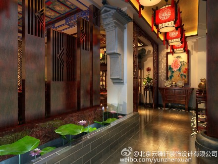 古典茶樓的過道裝飾