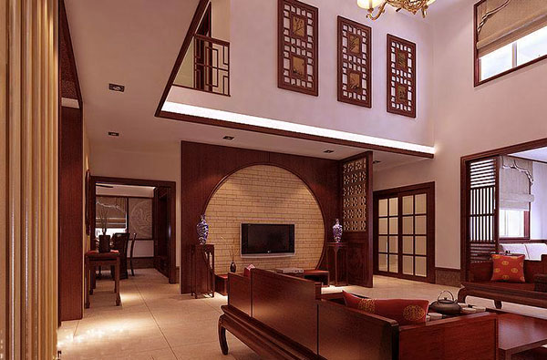 別墅中式裝修客廳展示圖