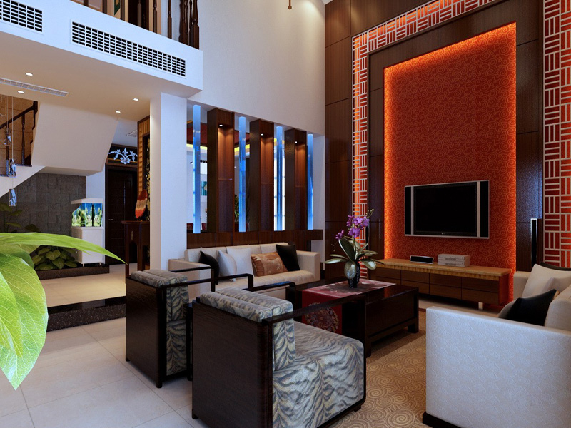 現(xiàn)代簡(jiǎn)約中式別墅設(shè)計(jì)客廳設(shè)計(jì)