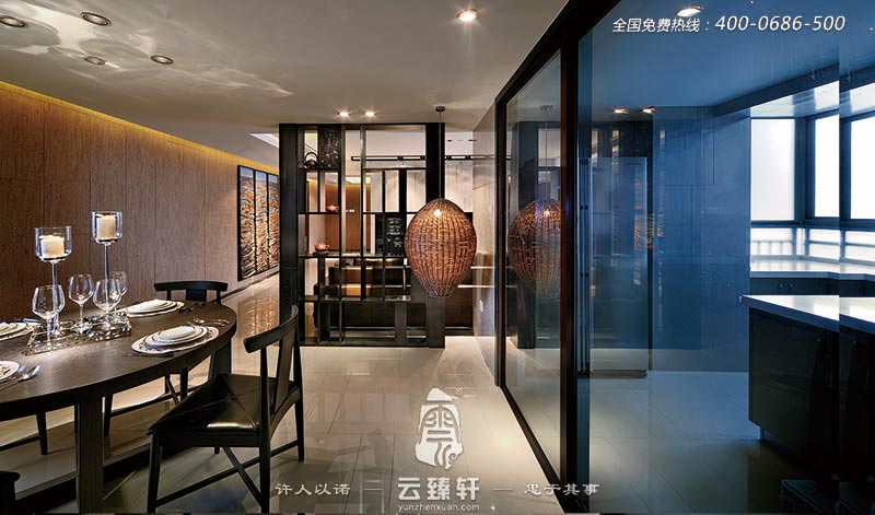 餐廳及過道簡約中式風格裝修效果圖