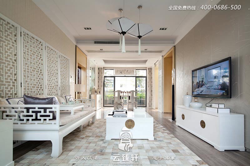 客廳簡潔大氣木質家具中式設計