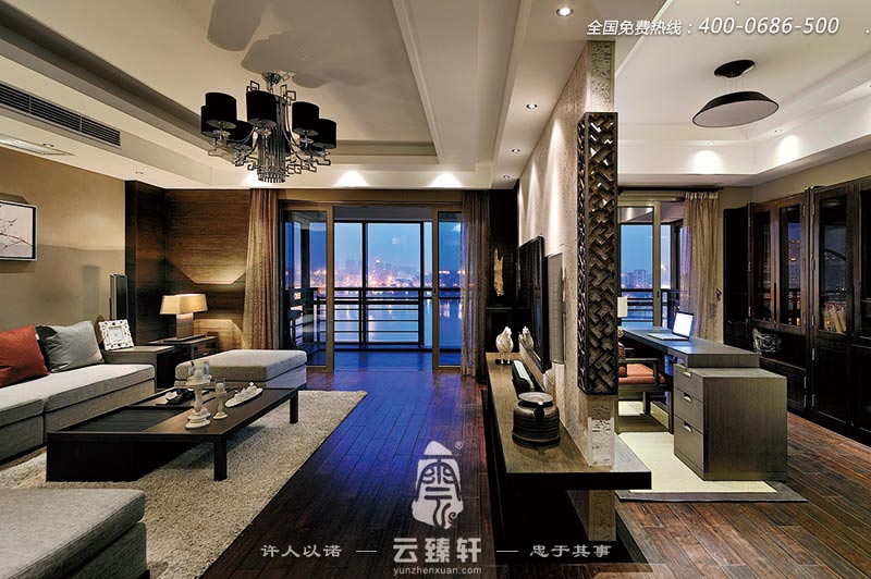 現(xiàn)代中式風(fēng)格設(shè)計(jì)的三居室客廳裝效果圖