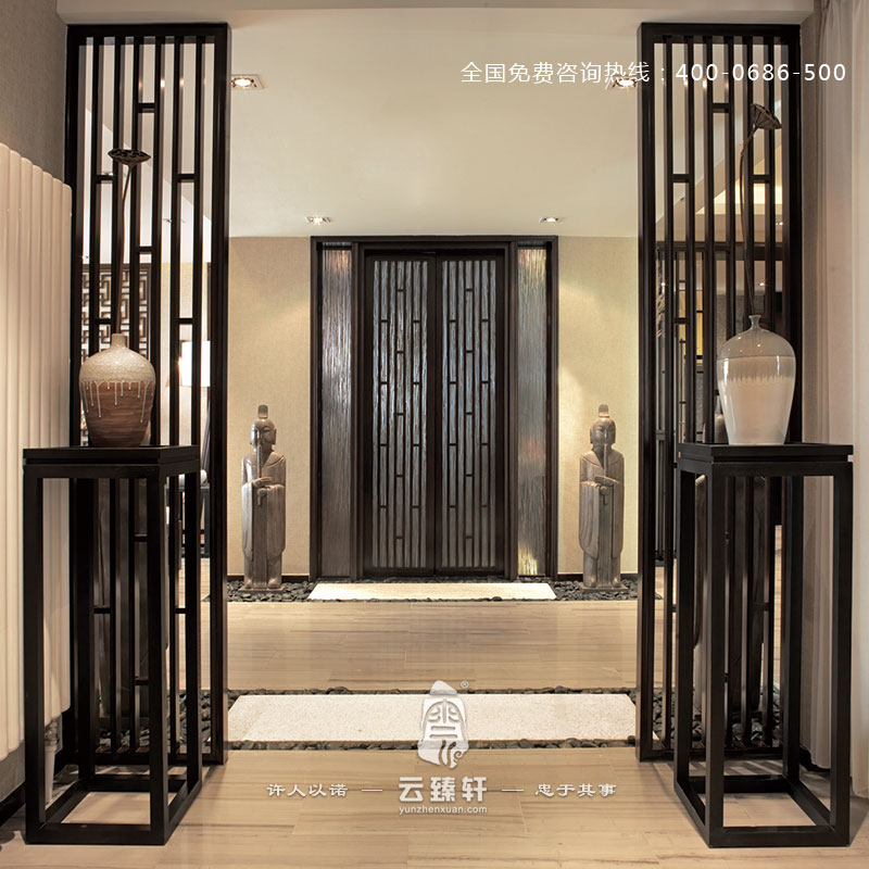 木質格柵的走廊裝修效果