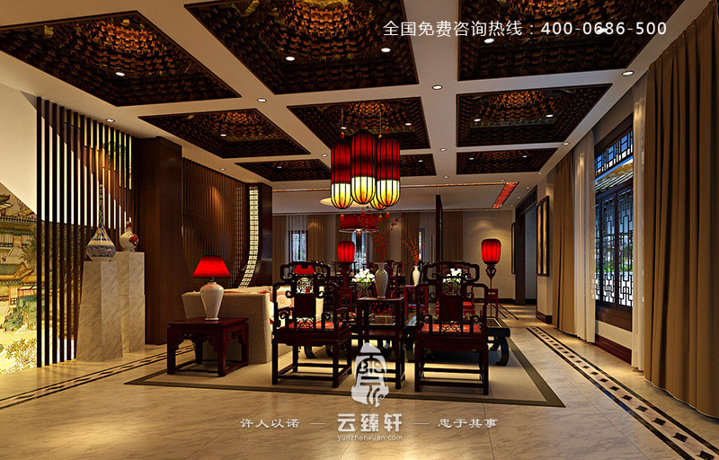 方正對(duì)稱(chēng)的古典中式客廳裝修效果圖