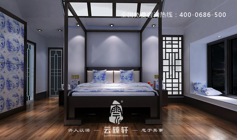 你見過用青花瓷裝飾的中式臥室嗎