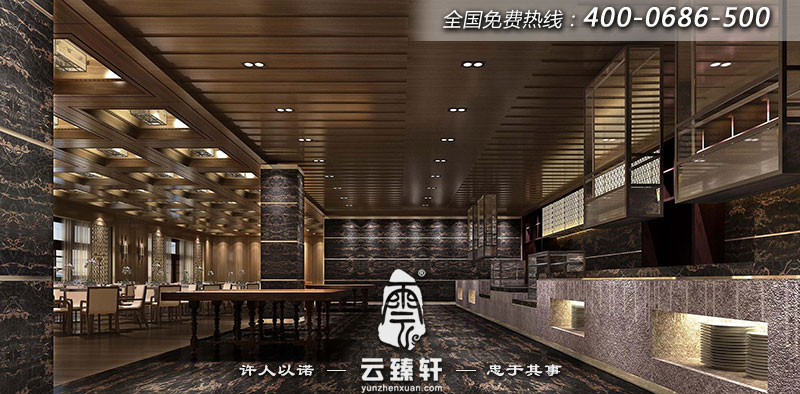 餐廳的取餐臺(tái)用天然石材去裝飾