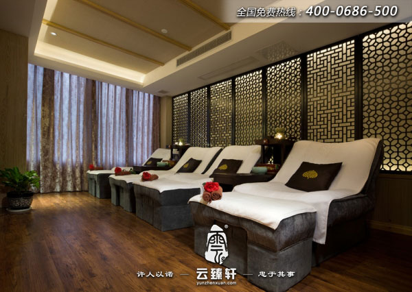 會所的足療區域共享，中式韻味十足