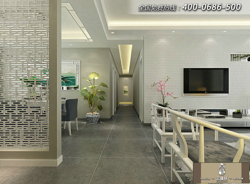 進門過道上一眼望去，所傳達出來的禪意中式風格