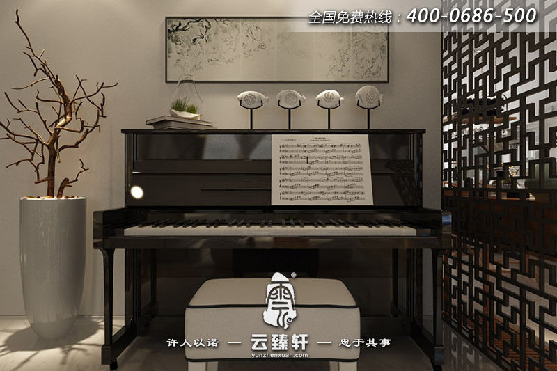 禪意家居鋼琴區(qū)擺設(shè)