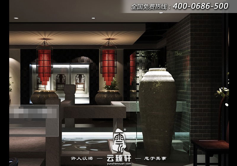 茶樓內(nèi)部藝術(shù)品展示區(qū)