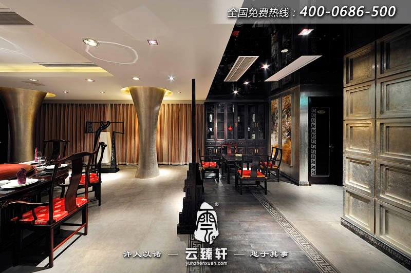 中式古典的餐廳大堂設計