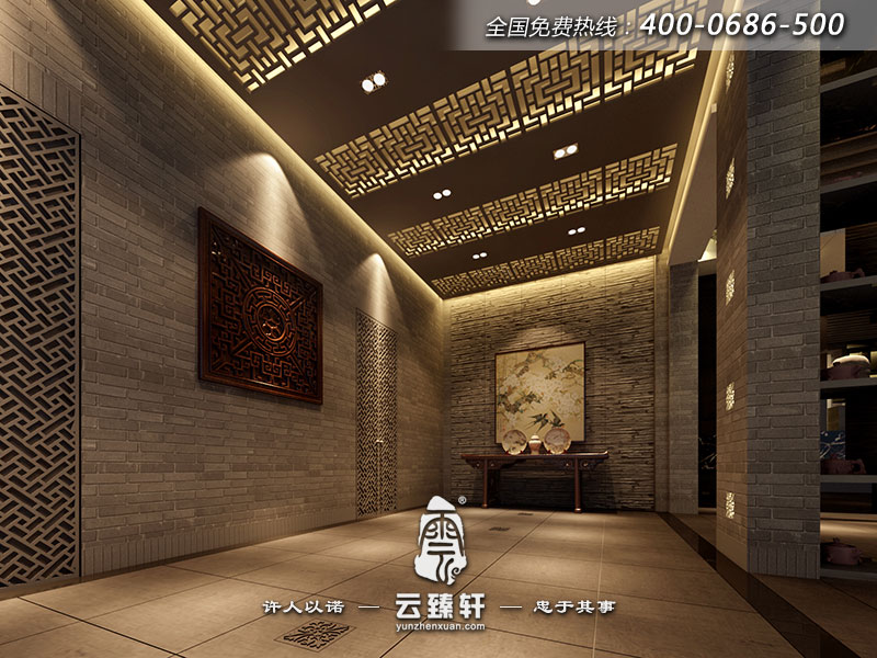 中式茶樓玄關(guān)設(shè)計(jì)效果圖
