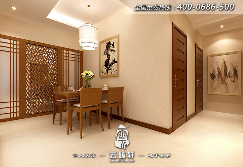 整潔素雅中式餐廳效果圖