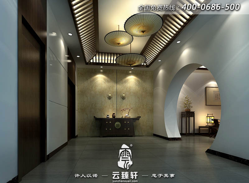 新中式別墅玄關(guān)設(shè)計(jì)效果圖