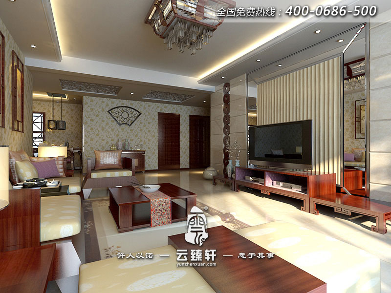 極簡約中式客廳背景墻效果圖