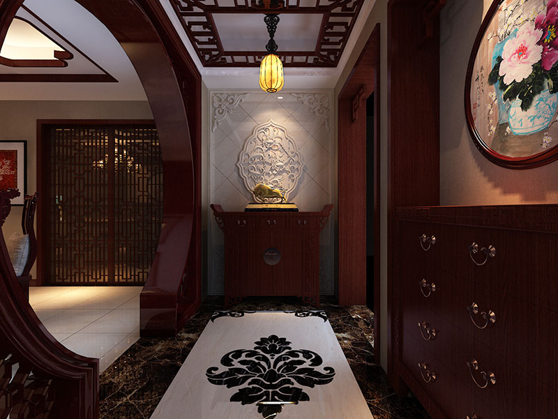 簡中式設計玄關效果圖