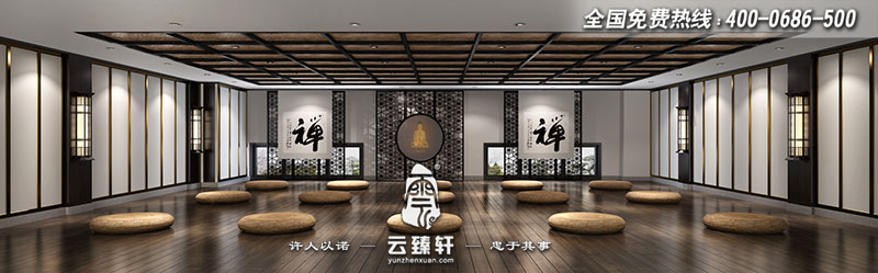 新中式風(fēng)格禪茶會(huì)所禪修室設(shè)計(jì)效果圖