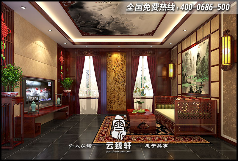 中式客廳設計效果圖